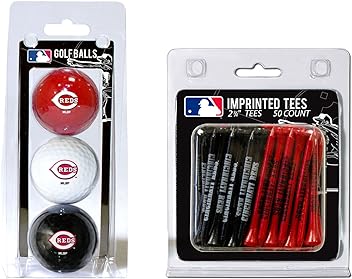 MLB Logo Imprinted Golf Balls (3 Count) & 2-3/4" Regulation Golf Tees (50 Count), Multi Colored