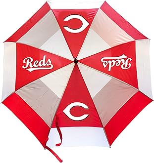 MLB 62" Golf Umbrella with Protective Sheath, Double Canopy Wind Protection Design, Auto Open Button