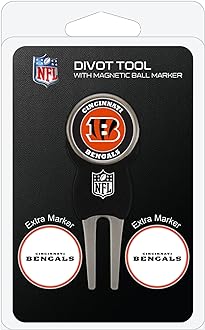 NFL Divot Tool with 3 Golf Ball Markers Pack, Markers are Removable Magnetic Double-Sided Enamel