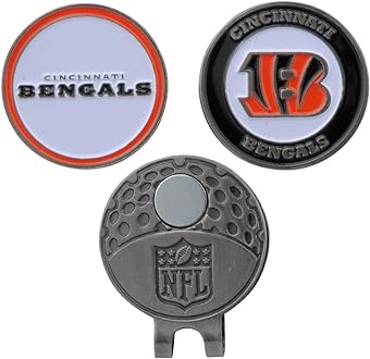 NFL Golf Cap Clip with 2 Removable Double-Sided Enamel Magnetic Ball Markers, Attaches Easily to Hats