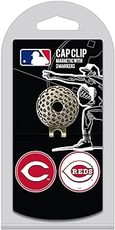 MLB Golf Cap Clip with 2 Removable Double-Sided Enamel Magnetic Ball Markers, Attaches Easily to Hats